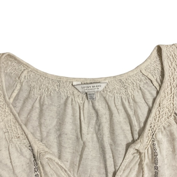 XS Beige & Black Boho Tassle String Lucky Brand Top - Picture 5 of 7